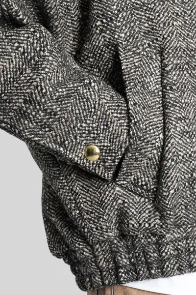 Darkpark Herringbone-pattern Bomber Jacket In Gray