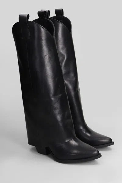 Gisel Moire Natasha Texan Boots In Black