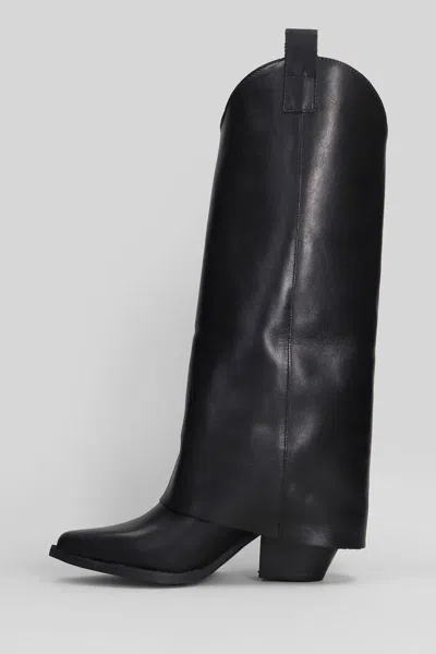 Gisel Moire Natasha Texan Boots In Black