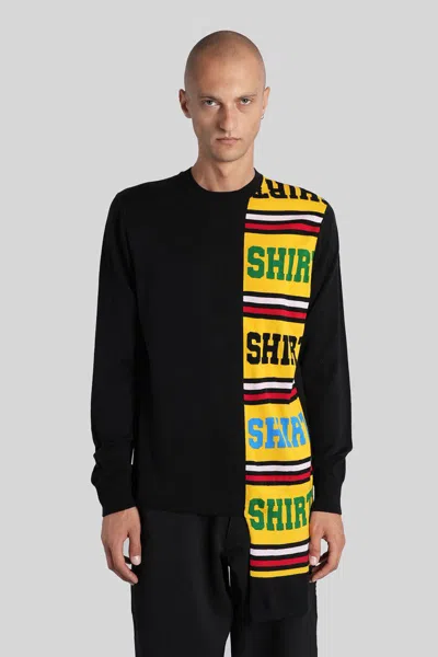 Comme Des Garçons Asymmetrical Color Block Knit Sweater In Black