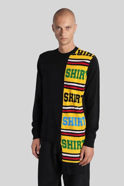 Comme Des Garçons Asymmetrical Color Block Knit Sweater In Black