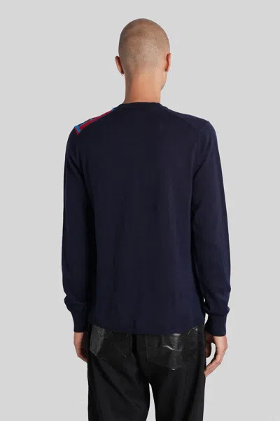 Comme Des Garçons Textured Knit Sweater With Classic Crew Neckline In Blue