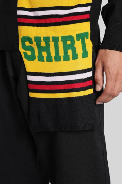 Comme Des Garçons Asymmetrical Color Block Knit Sweater In Black