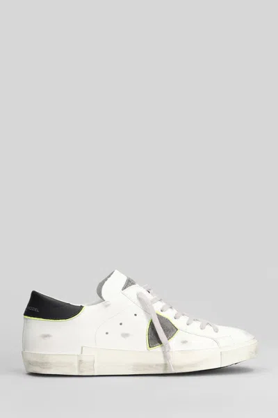 Philippe Model Prsx Low Sneakers In White Leather In White