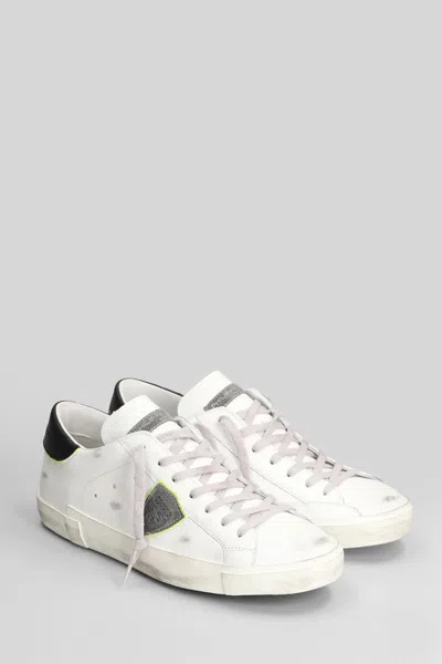 Philippe Model Prsx Low Sneakers In White Leather In White