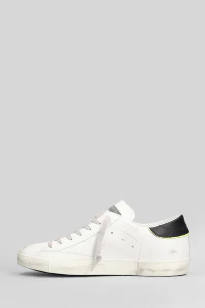 Philippe Model Prsx Low Sneakers In White Leather In White