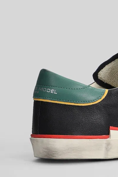 Philippe Model Prsx Low Sneakers In Black Suede And Leather In Black