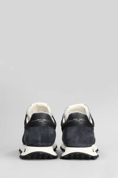 Philippe Model Tour Low Sneakers In Blue Suede And Fabric In Blue