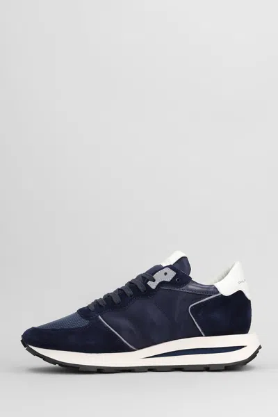 Philippe Model Tropez Haute Low Blue Sneaker In Blue