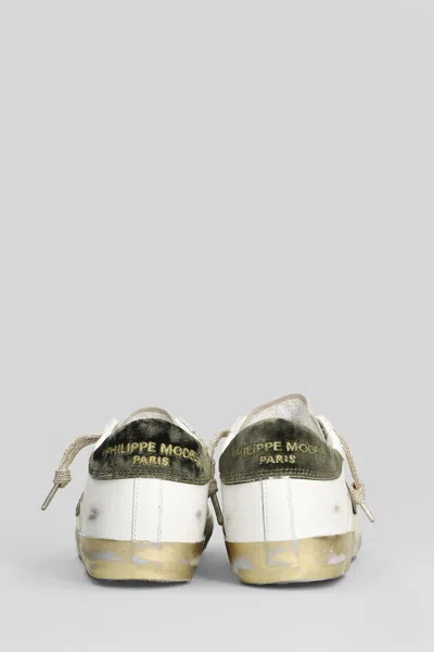 Philippe Model Prsx Low Sneakers In White Suede And Leather In White
