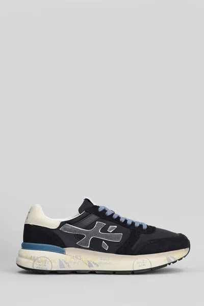 Premiata Layered White And Grey Sneakers With Sculpted Sole In Black