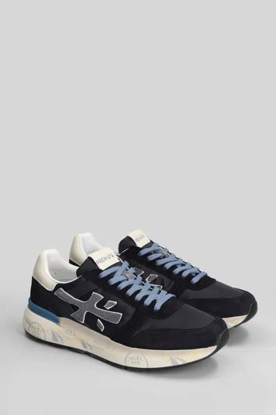 Premiata Layered White And Grey Sneakers With Sculpted Sole In Black