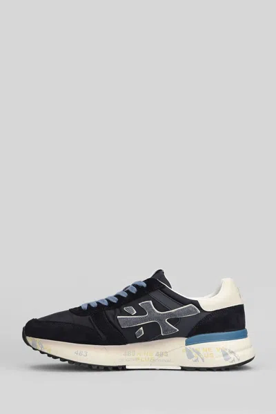 Premiata Layered White And Grey Sneakers With Sculpted Sole In Black