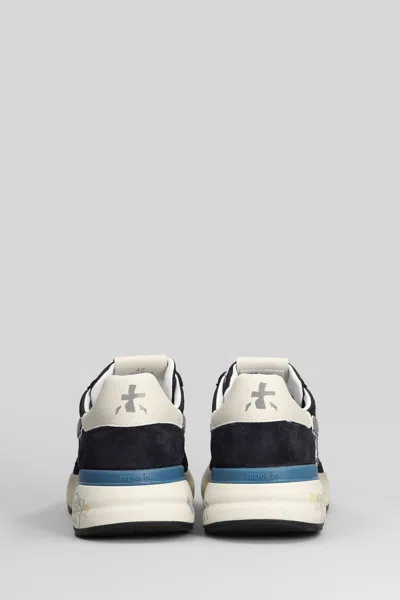 Premiata Layered White And Grey Sneakers With Sculpted Sole In Black