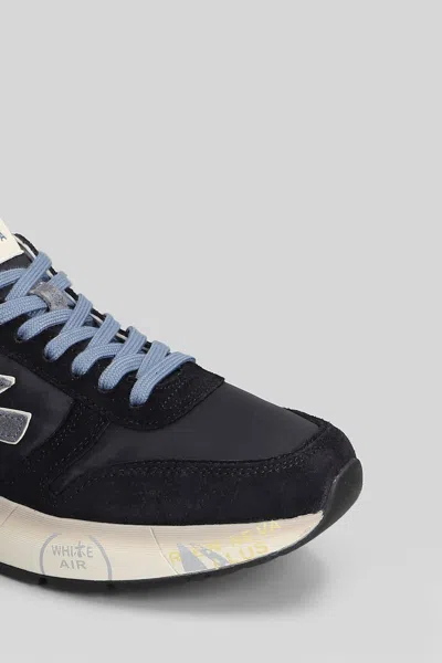 Premiata Layered White And Grey Sneakers With Sculpted Sole In Black