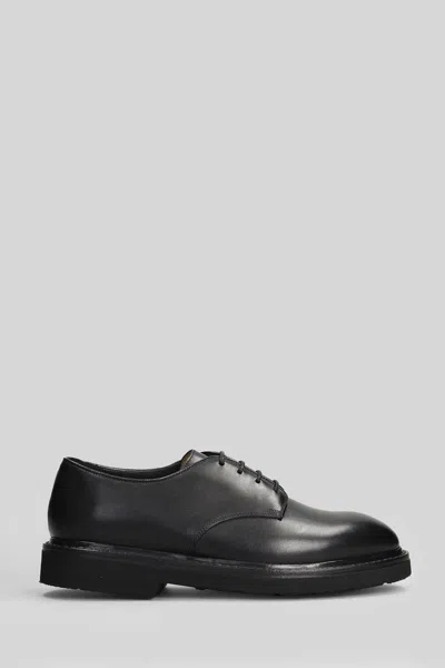Premiata Round Toe Leather Callo Derby Shoes In Black