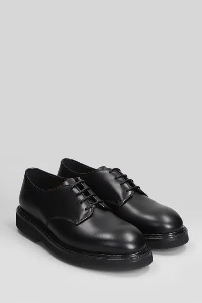 Premiata Round Toe Leather Callo Derby Shoes In Black