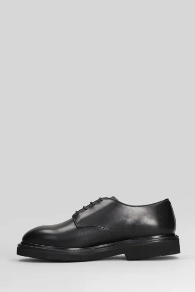 Premiata Round Toe Leather Callo Derby Shoes In Black