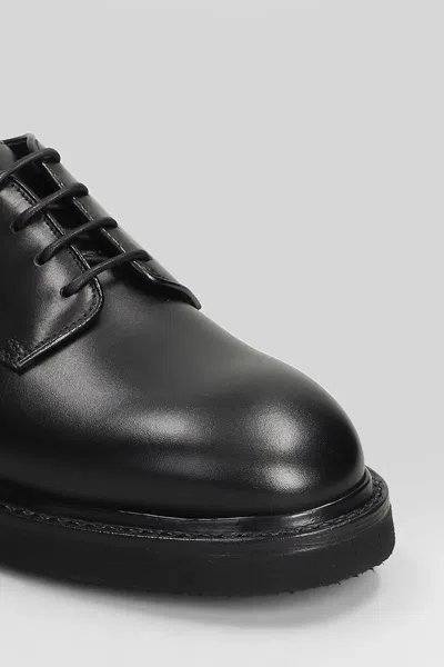 Premiata Round Toe Leather Callo Derby Shoes In Black