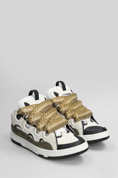 Lanvin Curb Leather Sneakers In Gray