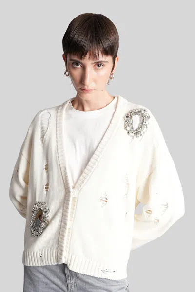 Area Crystal-embellished Cotton And Cashmere Cardigan In Neutral