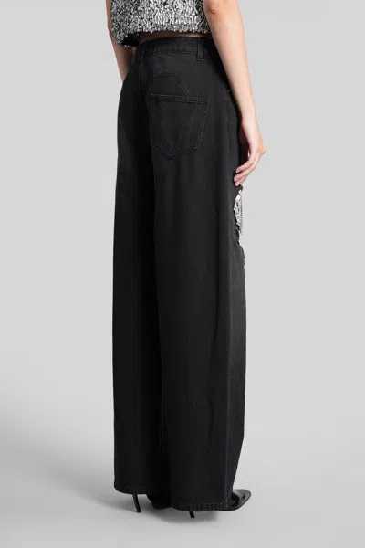 Area Crystal Chain Cutout Relaxed Jeans Washed Black In Black