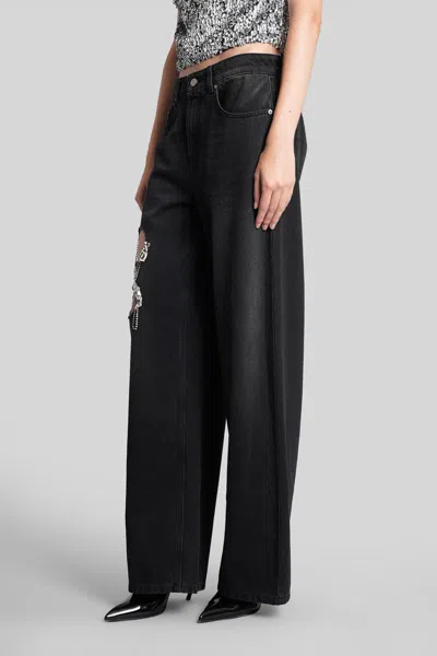 Area Crystal Chain Cutout Relaxed Jeans Washed Black In Black
