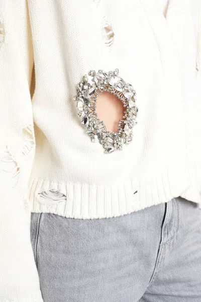 Area Crystal-embellished Cotton And Cashmere Cardigan In Neutral