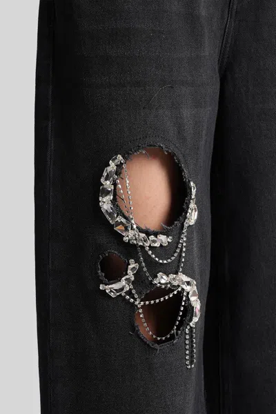 Area Crystal Chain Cutout Relaxed Jeans Washed Black In Black