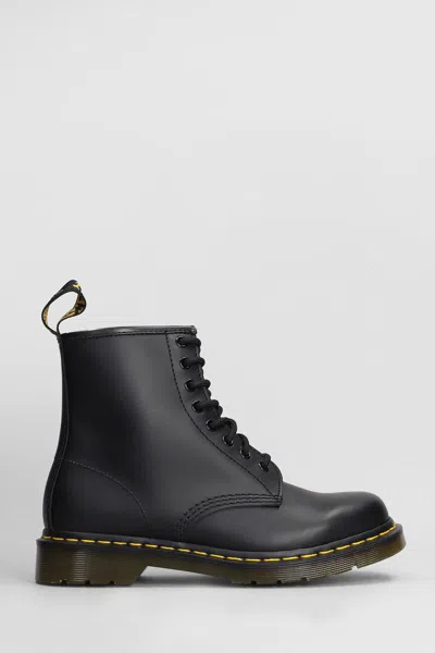 Dr. Martens 1460 Smooth Combat Boots In Black Leather In Black