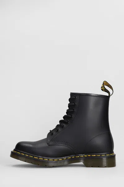 Dr. Martens 1460 Smooth Combat Boots In Black Leather In Black
