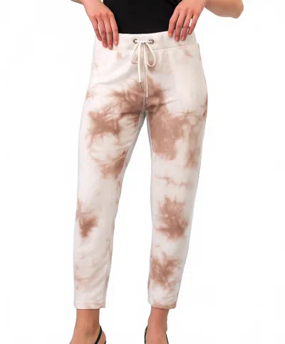 French Kyss Tie Dye Jogger Pants In White/beige In White