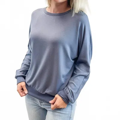 Be Cool Buttery Long Sleeve Top In Charcoal Blue In Blue