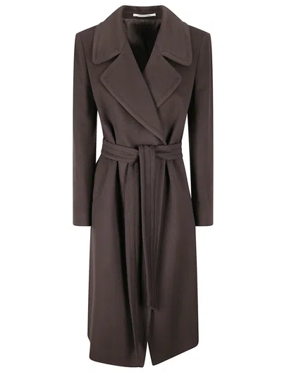 Tagliatore Tailored Virgin Wool And Cashmere Long Coat In Brown