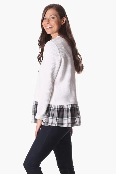 Duffield Lane Nina Top In White Star With Plaid In White