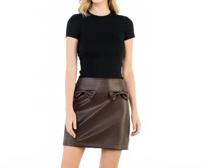 Thml Bow Faux Leather Skirt In Brown In Brown