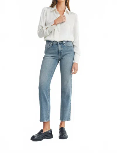 Just Black Denim Lila Clean Mid Rise Straight Jeans In Blue In Blue