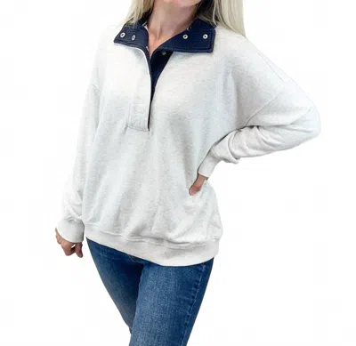 Hem & Thread Arctic Fade Pullover Sweatshirt In White In White