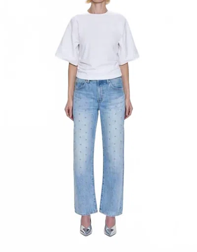 Pistola Lexi Mid Rise Bowed Straight Jeans In Aries In Blue