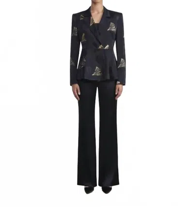 Lafayette 148 Satin Gates Side Zip Flared Pants In Black In Black