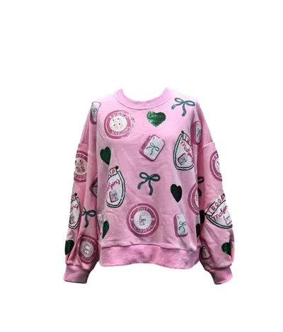 Queen Of Sparkles Women Troop Mahjong Society Sweatshirt In Pink In Pink