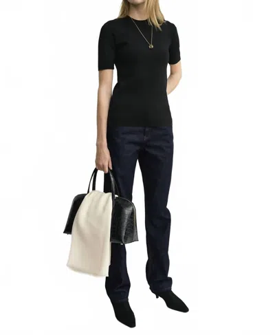 Totême Compact Knit Top In Black In Black