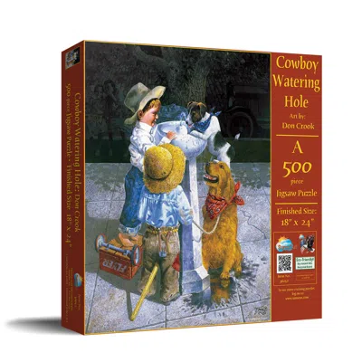 Sunsout Cowboy Watering Hole 500 Piece Jigsaw Puzzle For Adults In Brown