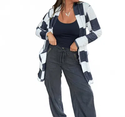 Babe Wholesale Co. Rally Check Cardigan In Black/white In Multi