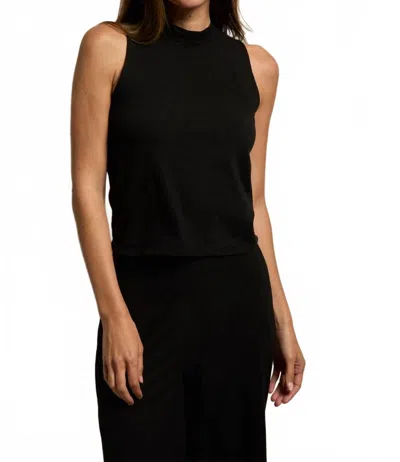 Perfectwhitetee Phoebe Mock Neck Tank Top In Black In Black