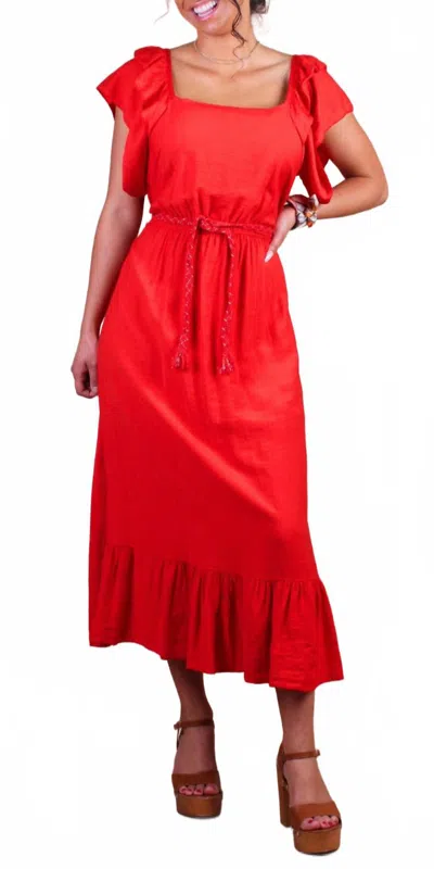 Gigi Moda Latera Midi Dress In Red In Red