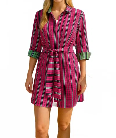 Gretchen Scott Breezy Blouson Dress In Sunshine Plaid Pink In Pink