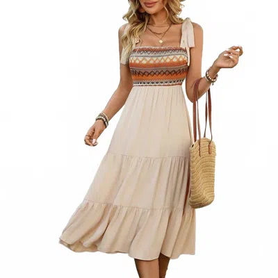 Lovesoft Camisole A Hem Patchwork Midi Dress In Apricot In Neutral