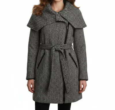 Mo-ka Asymmetrical Shawl Collar Coat In Gray In Gray