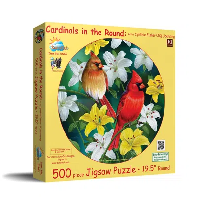Sunsout Cardinals In The Round 500 Piece Jigsaw Puzzle For Adults Round In Yellow